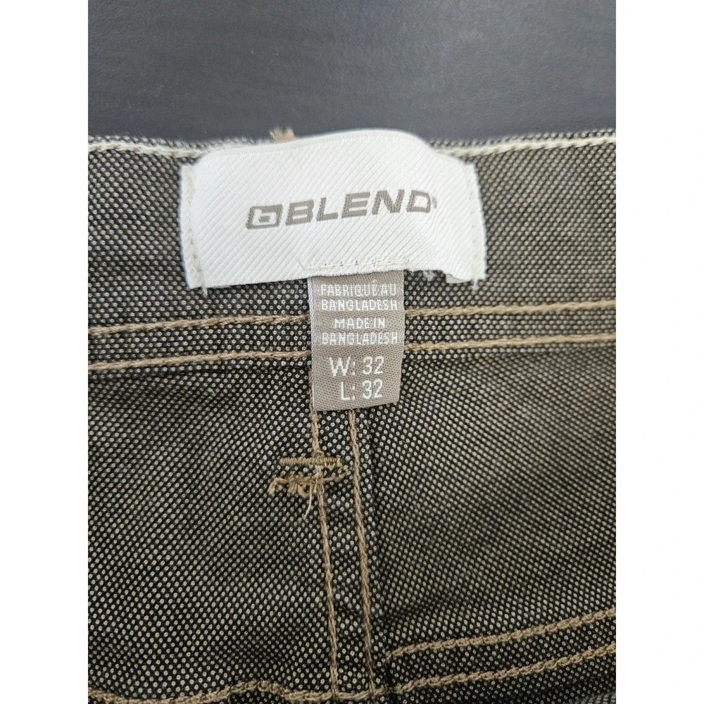 Blend Men's Pants 32x32 Brown Textured Straight Leg Casual Denim‎ Look